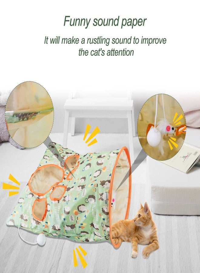 Andiker Cat Tunnel Bags for Indoor Cats, 13x17x12In Foldable Cat Crinkle Bag with 3 White Plush Balls and 1 Mouse 5 Holes for Kitten to Hide and Catch 3 Layers Cat Toy (Hedgehog) - Image 3